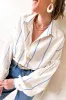 Sky Blue Stripe Drop Shoulder Bubble Sleeve Loose Shirt sold by Beagle Boutique