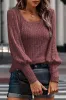 Mineral Red Ribbed Bishop Sleeve Round Neck Top sold by Beagle Boutique