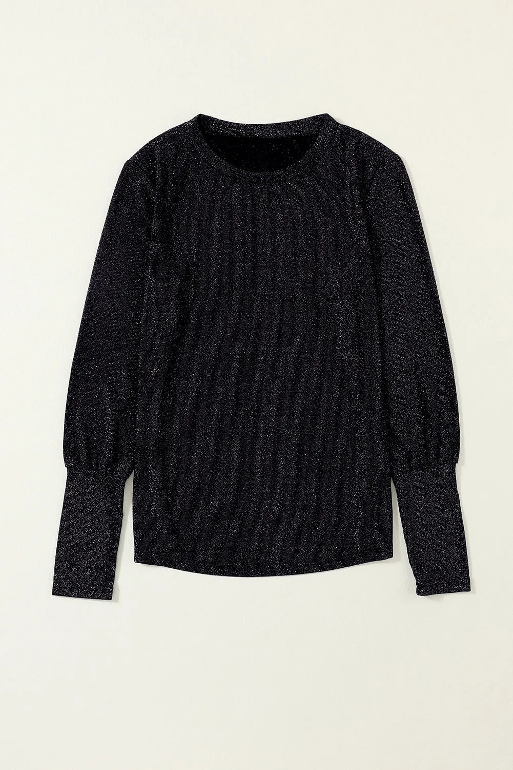 Black Glitter Round Neck Long Sleeve Top sold by Beagle Boutique product image thumbnail 3