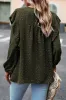 Blackish Green Lace Eyelet Ruffle Shoulder Long Sleeve Blouse sold by Beagle Boutique