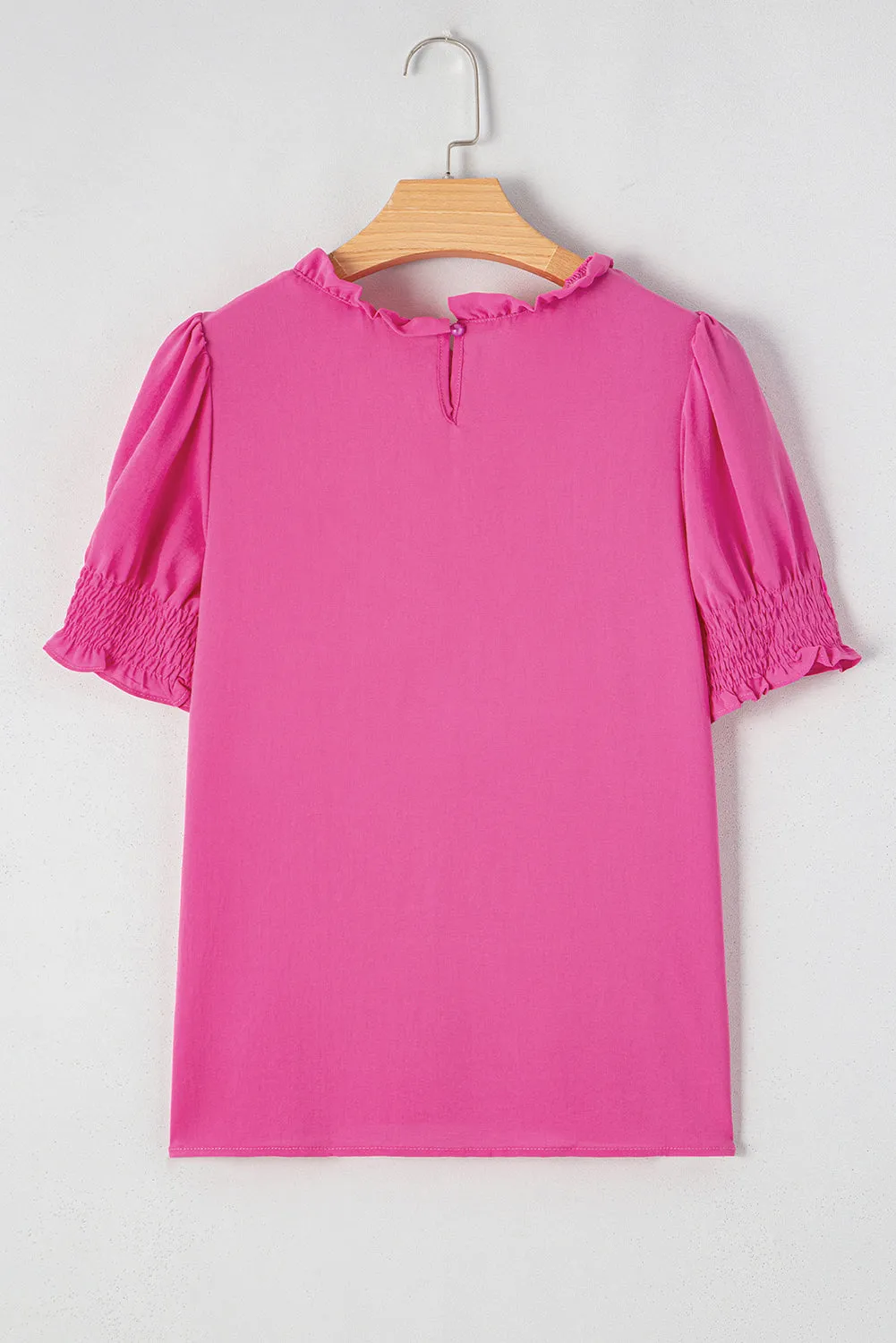 Rose Solid Colour Smocked Puff Sleeve Blouse sold by Beagle Boutique product image thumbnail 5