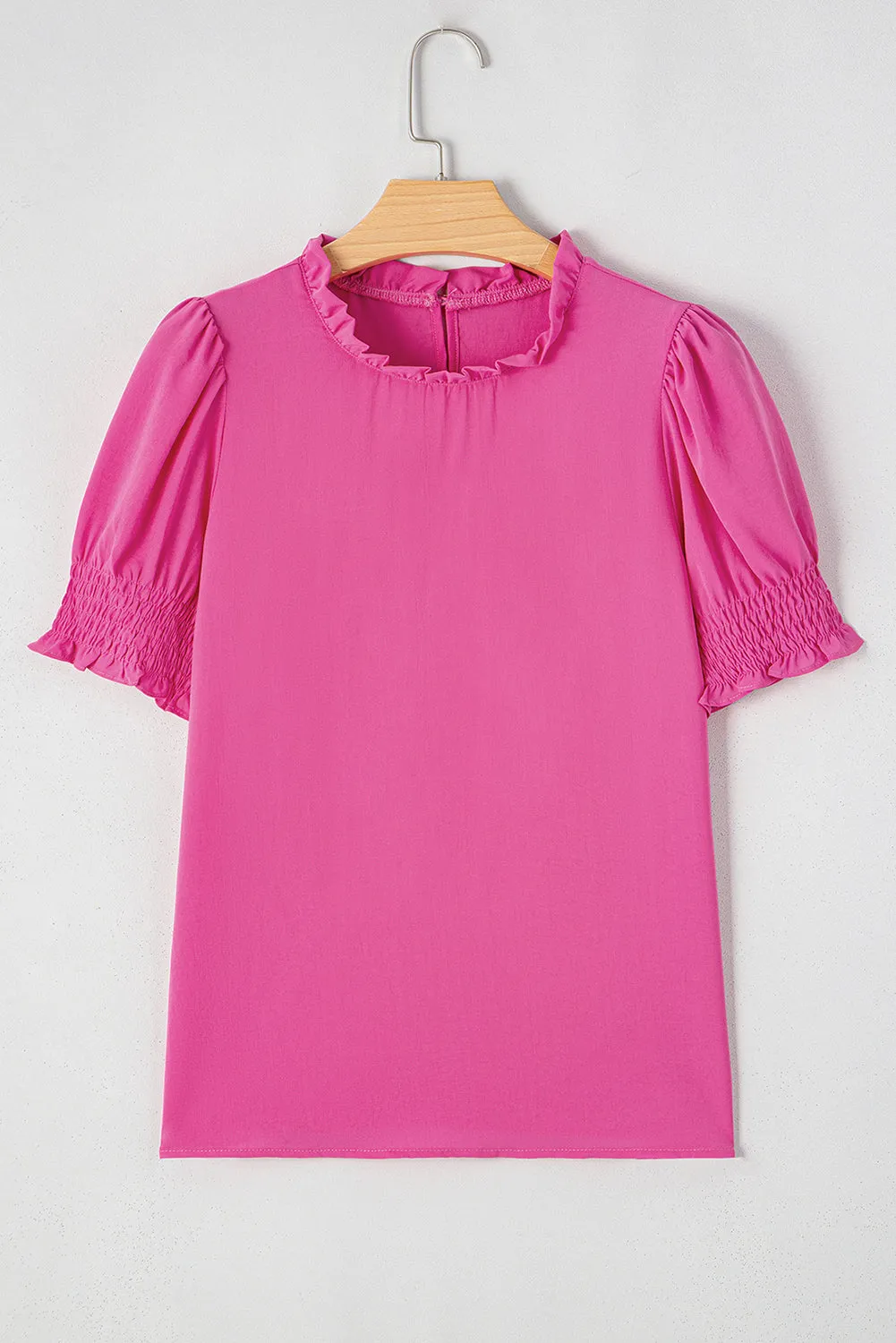 Rose Solid Colour Smocked Puff Sleeve Blouse sold by Beagle Boutique product image thumbnail 4