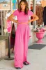 Strawberry Pink Slim Fit Crop Top and Pleated Wide Leg Trousers Set sold by Beagle Boutique