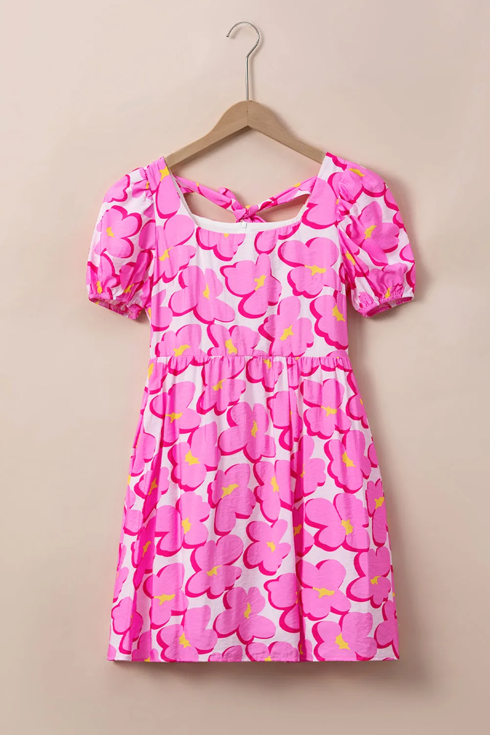 Rose Floral Print Square Neck Empire Waist Flowy Dress sold by Beagle Boutique product image thumbnail 3