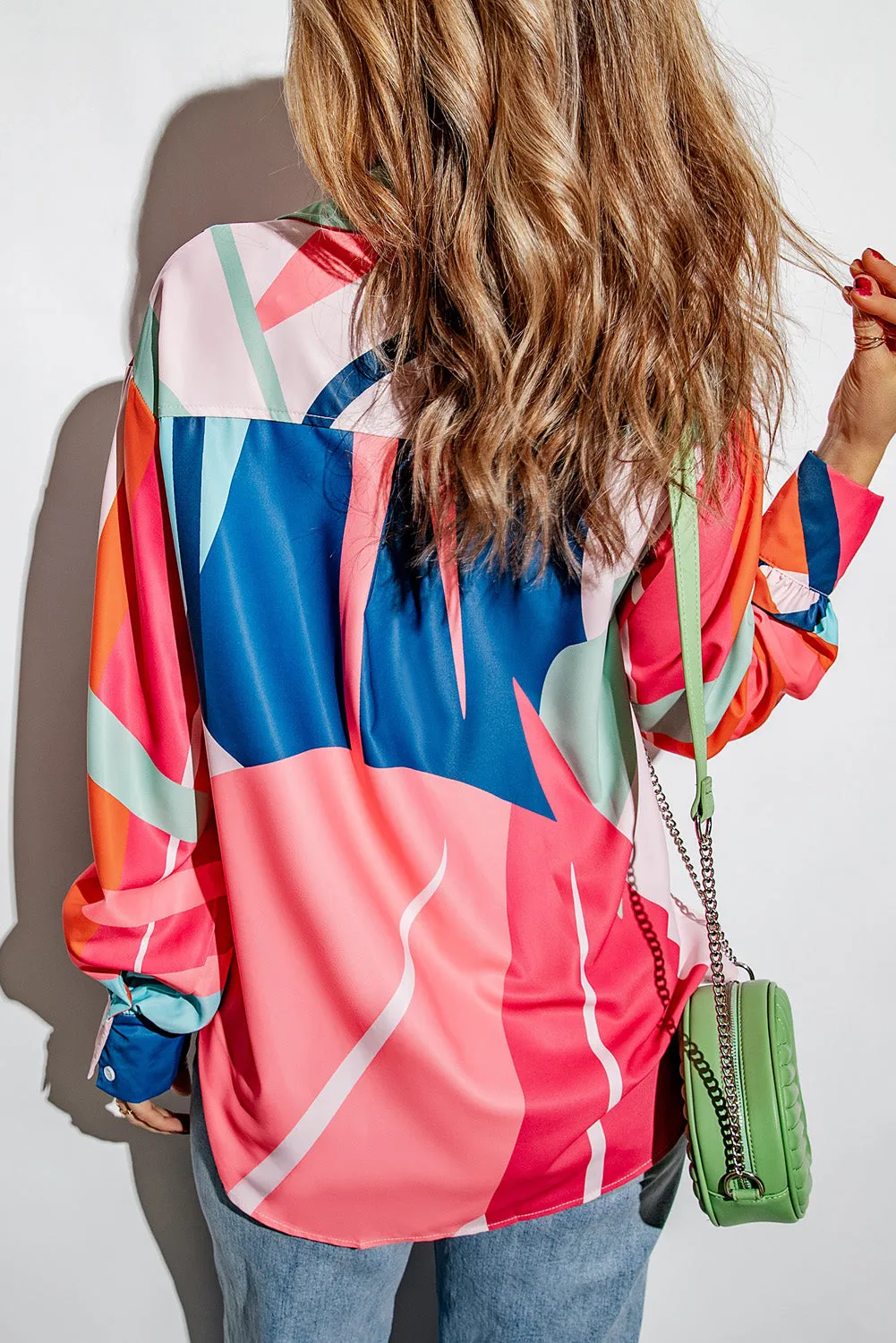 Multicolor Abstract Print Cuffed Sleeve Shirt sold by Beagle Boutique product image thumbnail 2