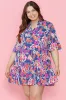 Blue Plus Size Floral Print Ruffled 3/4 Sleeve Mini Dress sold by Beagle Boutique