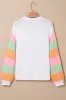 White Flower Graphic Colourblock Sleeve Crew Neck Sweater sold by Beagle Boutique