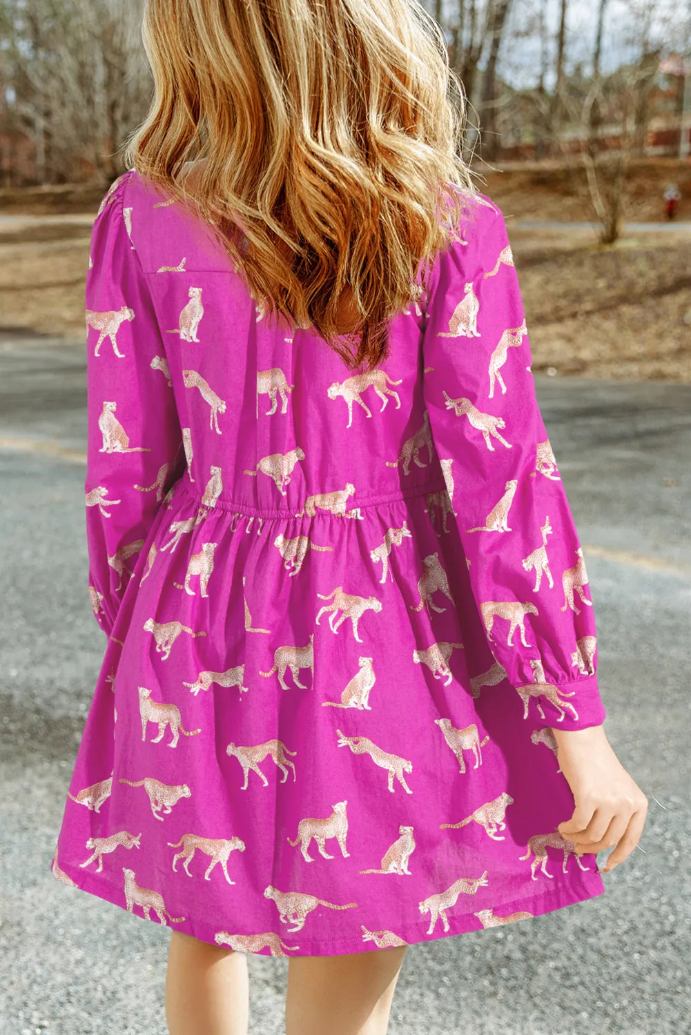 Rose Cheetah Print Drawstring Tunic Shirt Dress sold by Beagle Boutique product image thumbnail 2