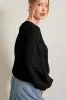 Light Grey Cable Knit Sleeve Drop Shoulder Sweater sold by Beagle Boutique