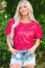 Rose Leopard Printed Puff Sleeve Top sold by Beagle Boutique
