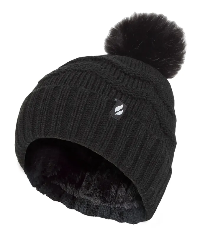 Ladies Winter Fur Pom Pom Beanie Hat sold by Beagle Boutique