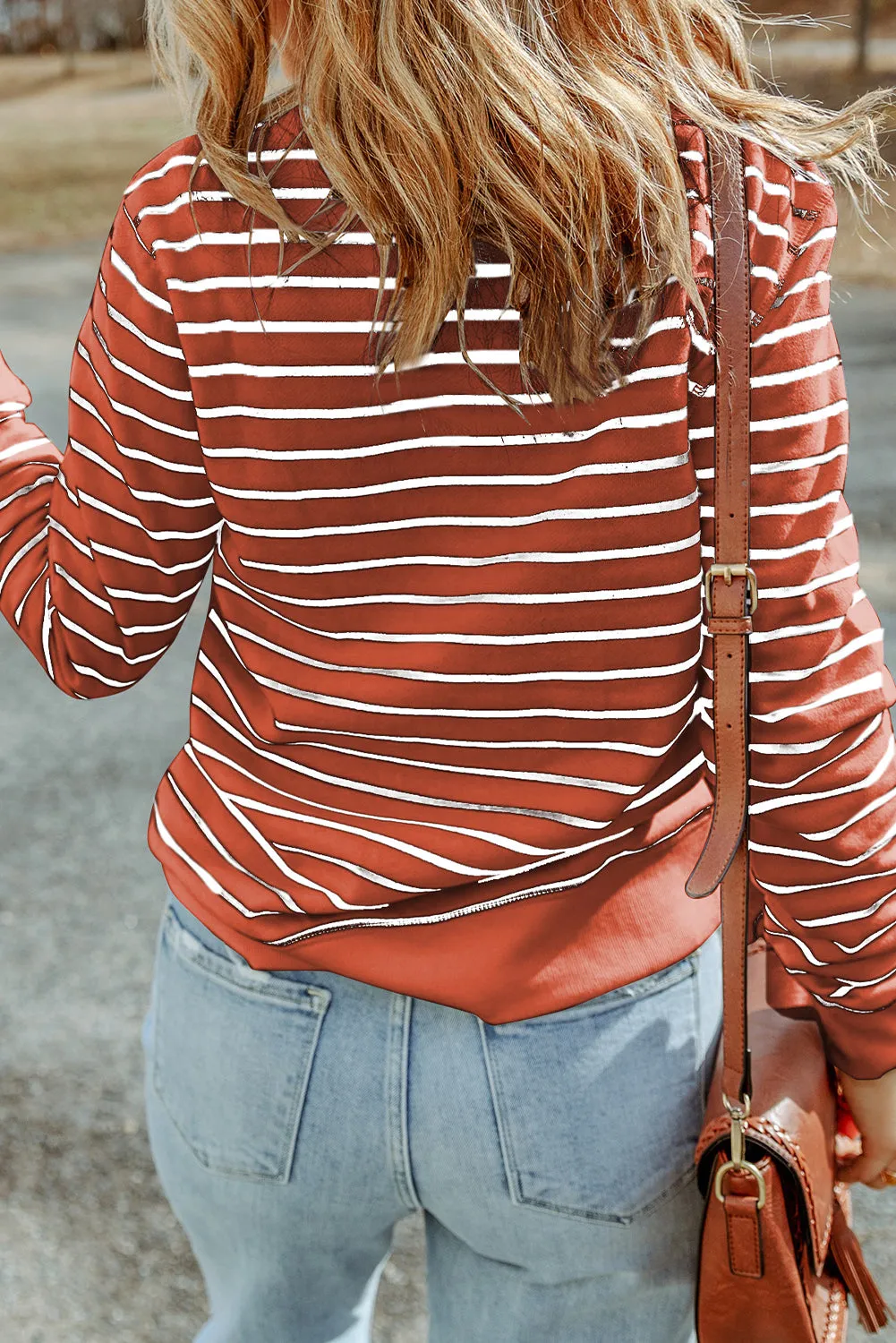 Striped Print Ribbed Trim Long Sleeve Top sold by Beagle Boutique product image thumbnail 5