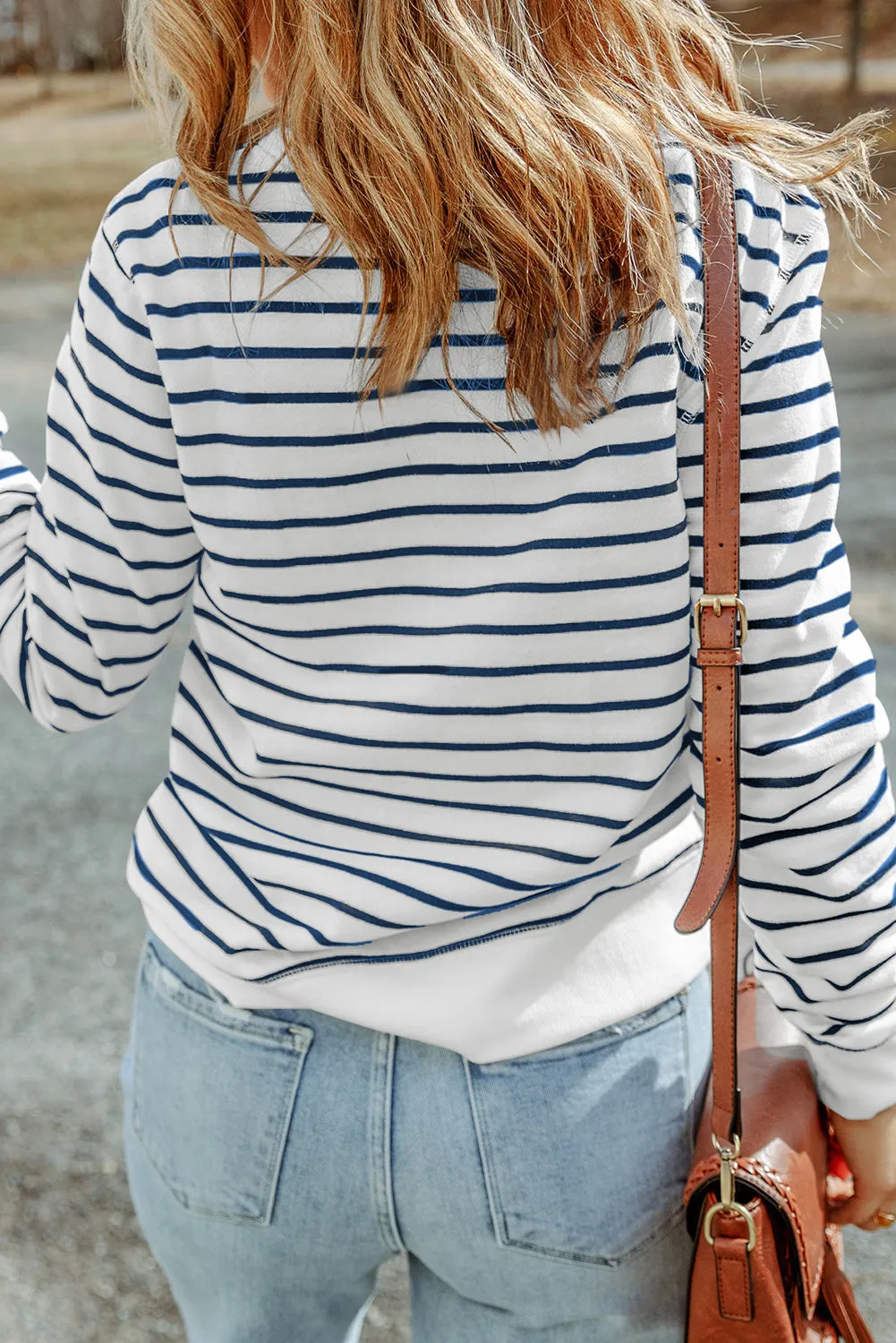 Striped Print Ribbed Trim Long Sleeve Top sold by Beagle Boutique product image thumbnail 2