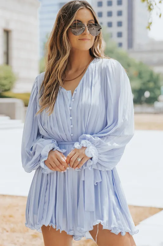 Pink Pleated Ruffled Tie Waist Buttons V Neck Romper sold by Beagle Boutique