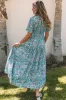 Pink Paisley Print Boho Holiday Ruffle Tiered Maxi Dress sold by Beagle Boutique