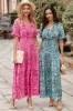 Pink Paisley Print Boho Holiday Ruffle Tiered Maxi Dress sold by Beagle Boutique