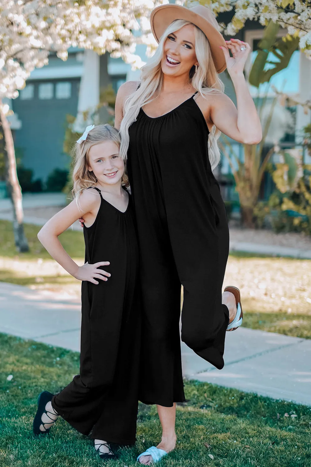 Black Spaghetti Straps Wide Leg Pocketed Jumpsuits sold by Beagle Boutique product image thumbnail 3