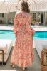 Orange Boho Holiday Paisley Print Tiered Long Sleeve Maxi Dress sold by Beagle Boutique