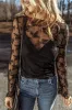 Black Lace Mesh Crochet Splicing Slim Fit Long Sleeve Blouse sold by Beagle Boutique