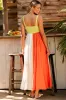 Green Color Block Shirred High Waist Fit and Flare Maxi Dress sold by Beagle Boutique
