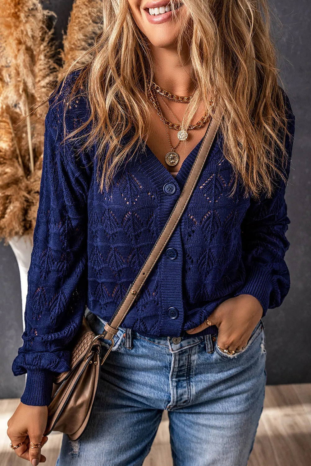 Lightweight Buttoned Front Crochet Cardigan sold by Beagle Boutique product image thumbnail 3