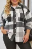 Gray Plus Size Checkered Button-Up Shacket sold by Beagle Boutique
