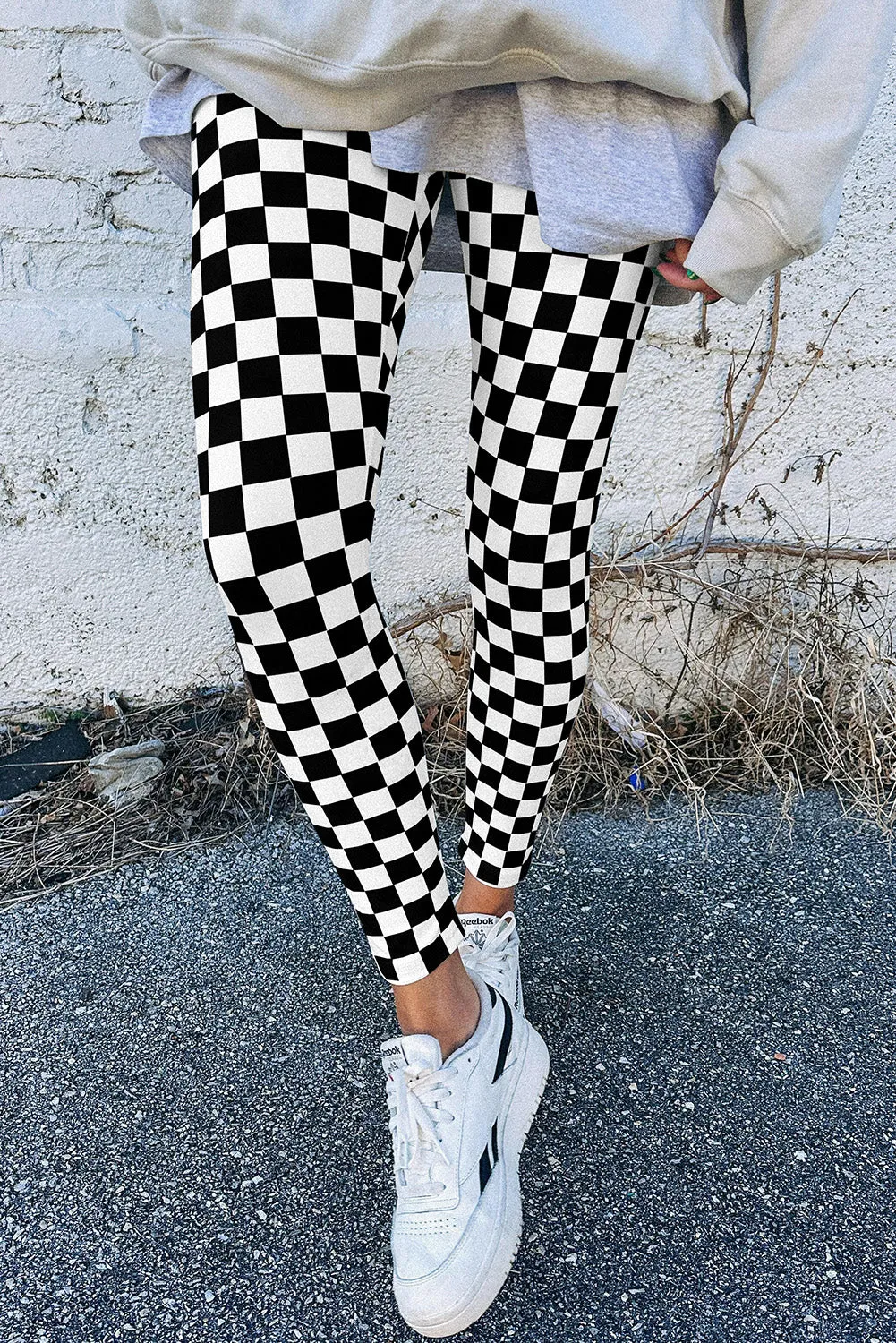 Black Checkered Pattern High Waist Skinny Leggings sold by Beagle Boutique