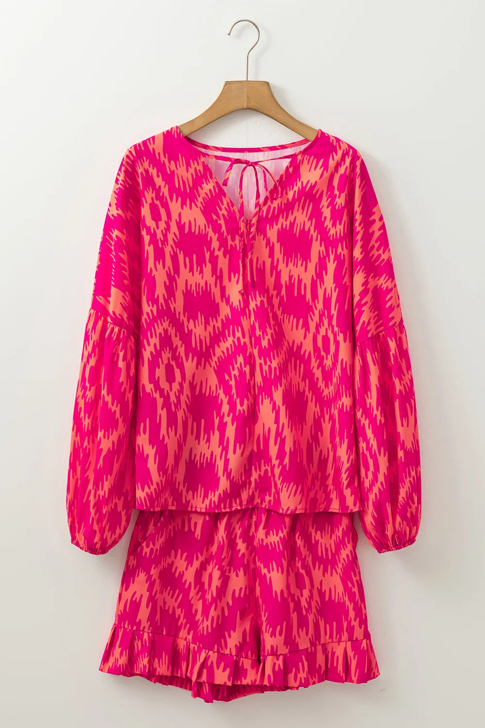 Rose Western Aztec Geometric Print Top and Ruffled Shorts Set sold by Beagle Boutique product image thumbnail 5