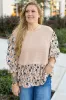 Beige Faux Two Piece Knit Patchwork Floral Print Plus Size Top sold by Beagle Boutique