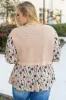 Beige Faux Two Piece Knit Patchwork Floral Print Plus Size Top sold by Beagle Boutique