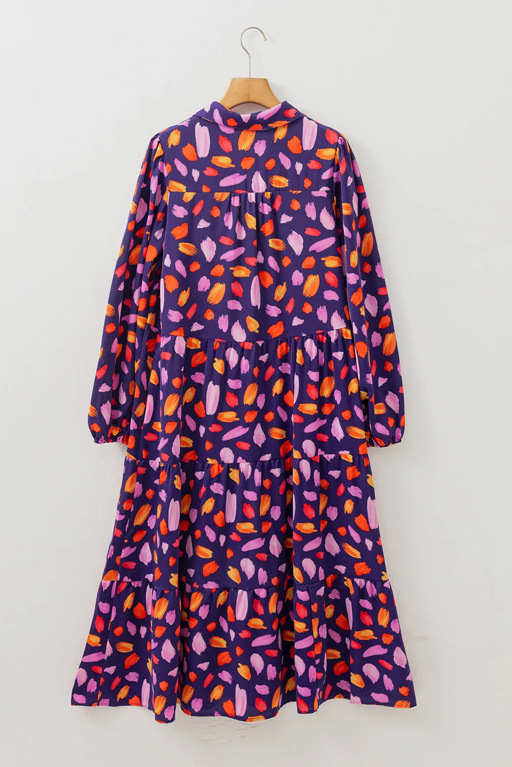 Blue Petal Collared Tiered Flowy Long Dress sold by Beagle Boutique product image thumbnail 4