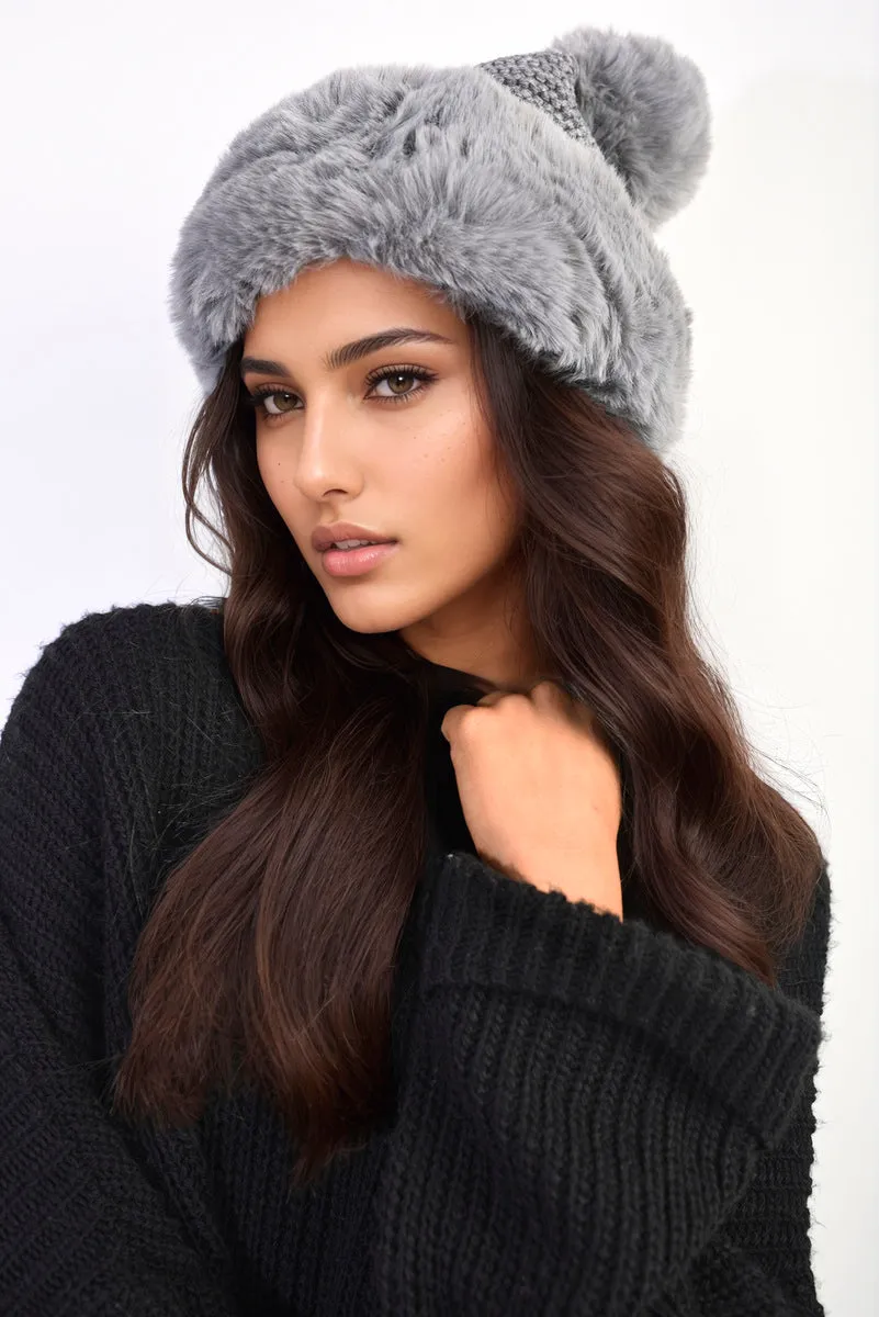 Faux Fur Knitted Winter Hat sold by Beagle Boutique product image thumbnail 3