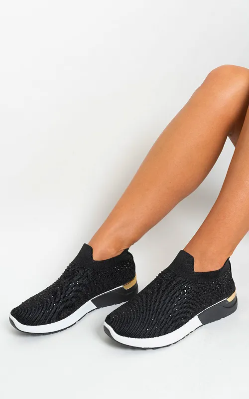 Rhinestone Decor Slip On Sock Trainers sold by Beagle Boutique