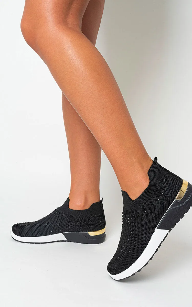 Rhinestone Decor Slip On Sock Trainers sold by Beagle Boutique product image thumbnail 2