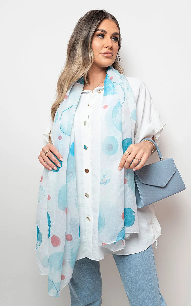 Summer Wrap Scarf with Printed Large Polka Dots sold by Beagle Boutique product image thumbnail 5