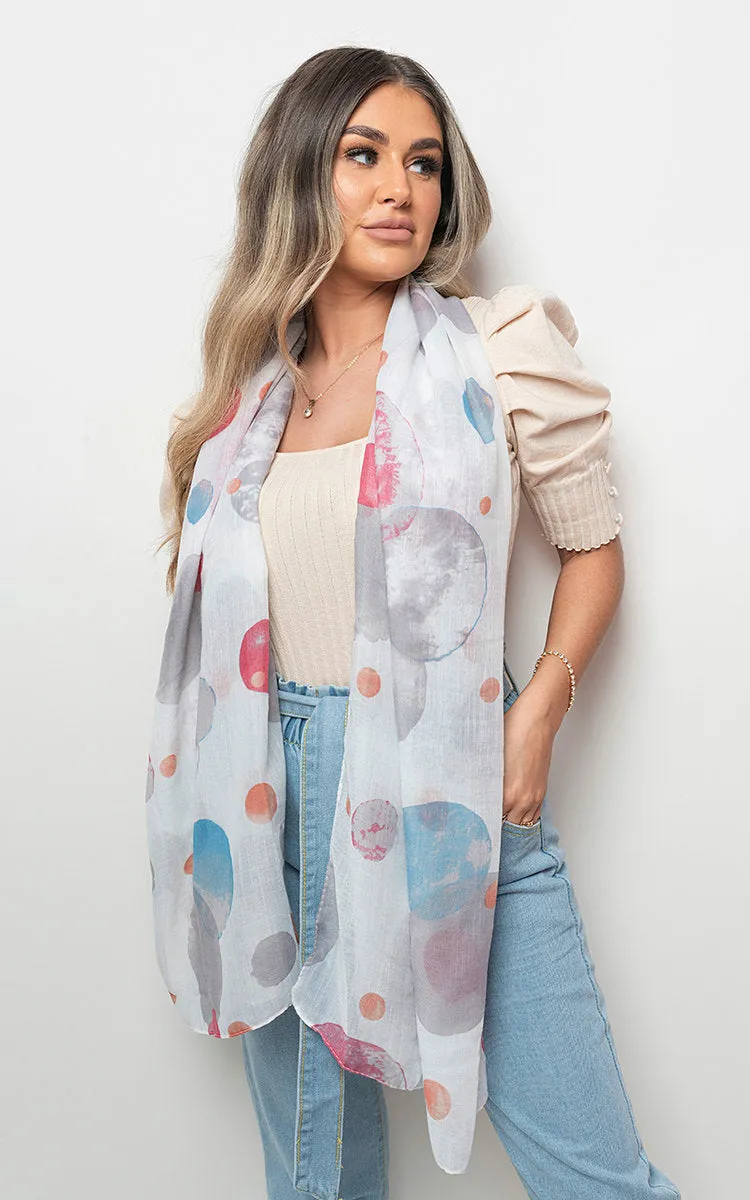 Summer Wrap Scarf with Printed Large Polka Dots sold by Beagle Boutique product image thumbnail 3