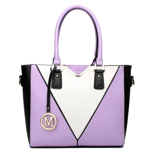 LG1641 - Miss Lulu Leather Look V-Shape Shoulder Handbag - Purple sold by Beagle Boutique product image thumbnail 2