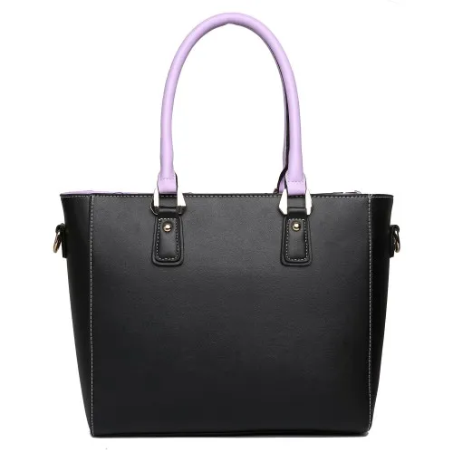 LG1641 - Miss Lulu Leather Look V-Shape Shoulder Handbag - Purple sold by Beagle Boutique product image thumbnail 5