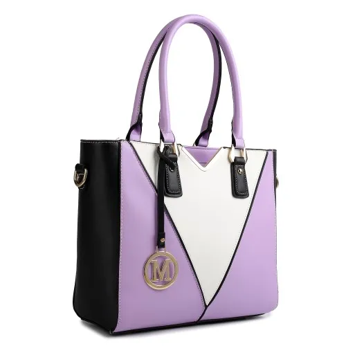 LG1641 - Miss Lulu Leather Look V-Shape Shoulder Handbag - Purple sold by Beagle Boutique product image thumbnail 3