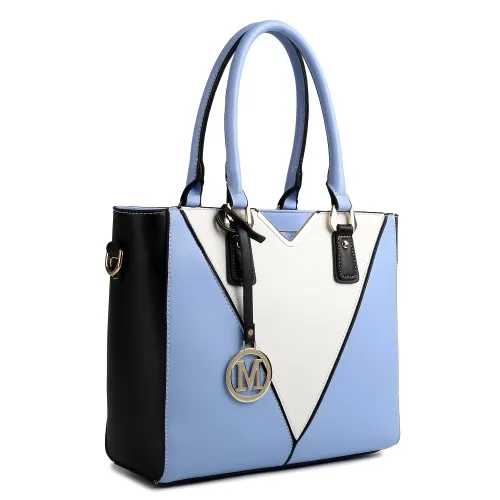 LG1641 - Miss Lulu Leather Look V-Shape Shoulder Handbag - Blue sold by Beagle Boutique product image thumbnail 3