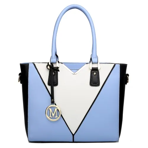 LG1641 - Miss Lulu Leather Look V-Shape Shoulder Handbag - Blue sold by Beagle Boutique product image thumbnail 2