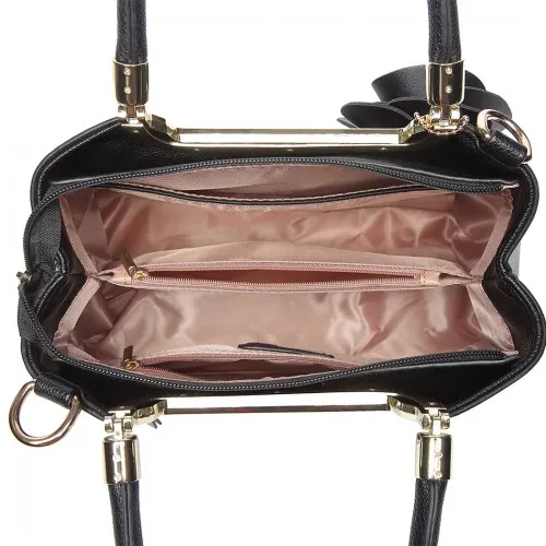 LG1847 - MISS LULU PU LEATHER ROSE HANGING ORNAMENT HANDBAG - BLACK sold by Beagle Boutique product image thumbnail 3