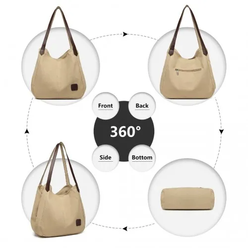 EB2040L - Kono Canvas Shoulder Tote Bag - Khaki sold by Beagle Boutique product image thumbnail 3