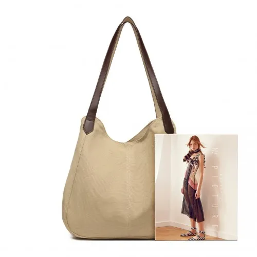 EB2040L - Kono Canvas Shoulder Tote Bag - Khaki sold by Beagle Boutique product image thumbnail 5