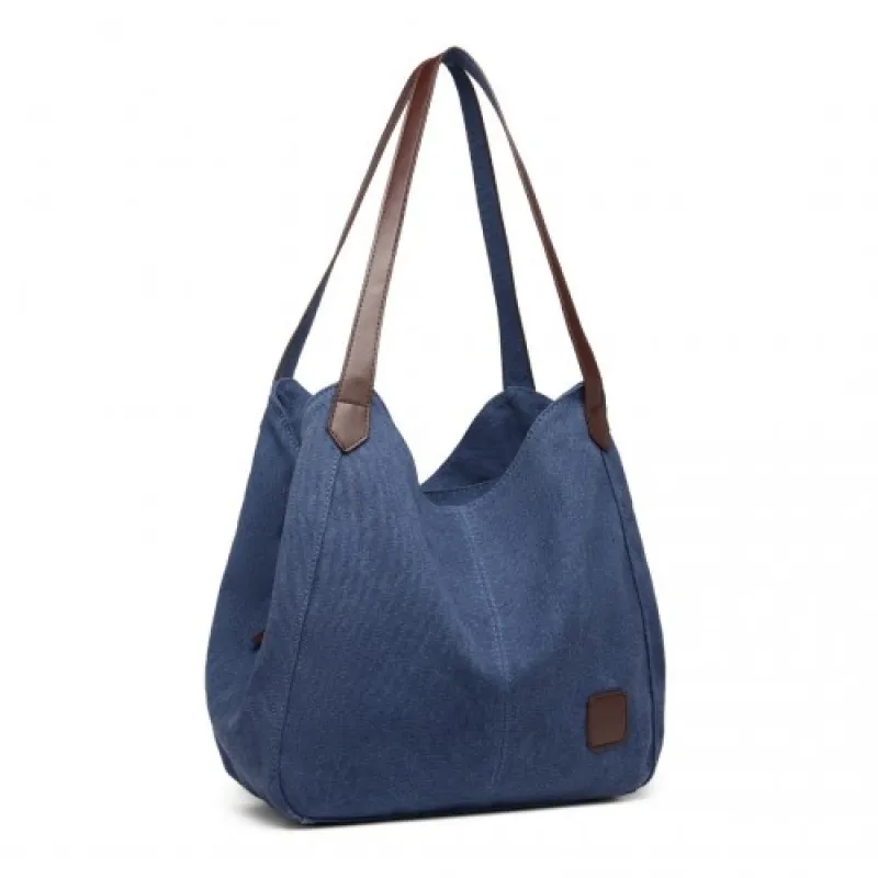 EB2040L - Kono Canvas Shoulder Tote Bag - Navy sold by Beagle Boutique