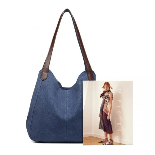 EB2040L - Kono Canvas Shoulder Tote Bag - Navy sold by Beagle Boutique product image thumbnail 5