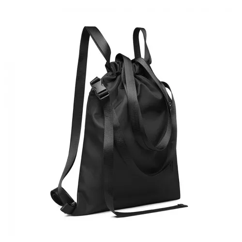 E6912 - Kono Nylon Multi Way Drawstring Backpack Shoulder Bag - Black sold by Beagle Boutique product image thumbnail 2