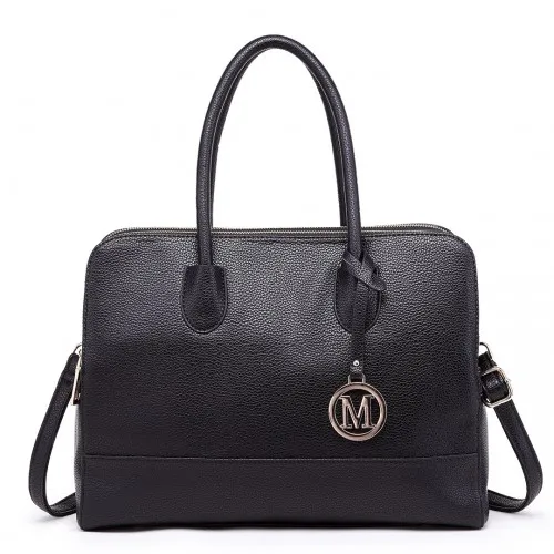 LT1726 - Miss Lulu Textured PU Leather Medium Size Classic Tote Bag Shoulder Bag sold by Beagle Boutique