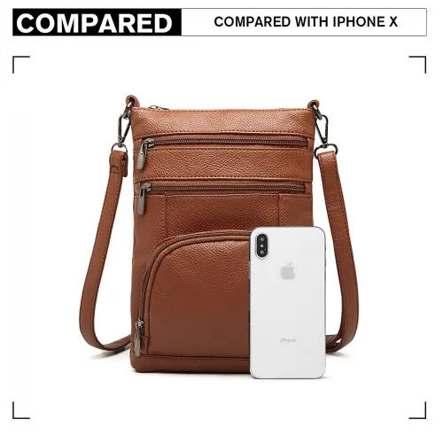 LB6927 - Miss Lulu Multi Pocket Leather Look RFID-Blocking Cross Body Bag - Brown sold by Beagle Boutique product image thumbnail 5
