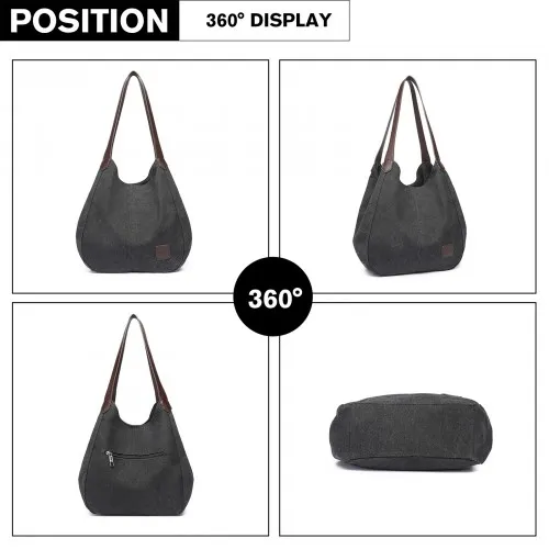 EB2040 - Kono Canvas Shoulder Tote Bag - Black sold by Beagle Boutique product image thumbnail 3